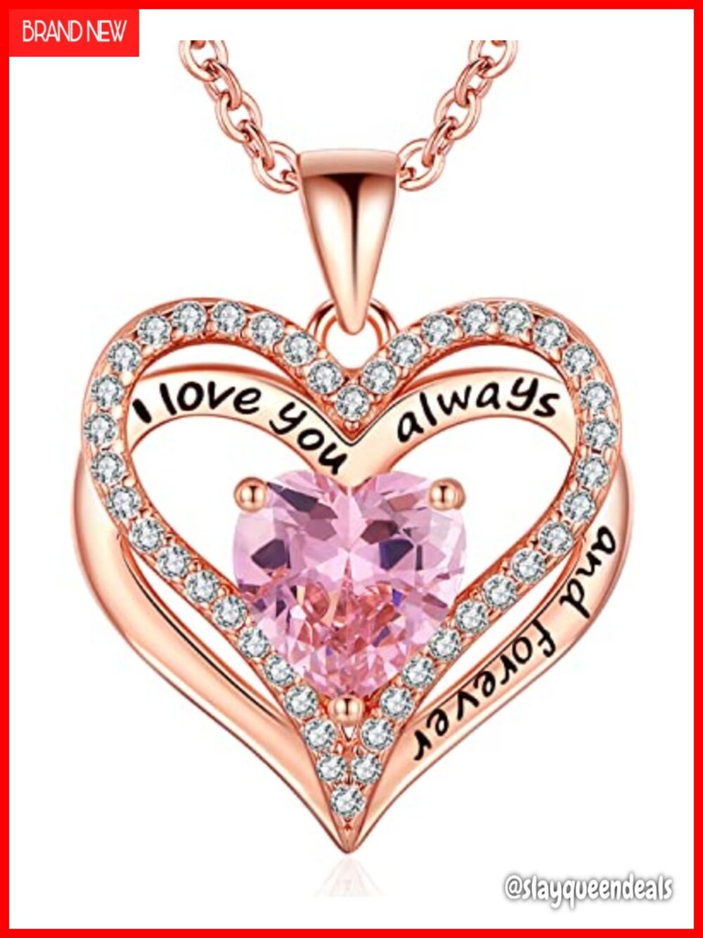 925 Sterling Silver Heart Pendant Necklace CZ Love Anniversary Gift for Her
